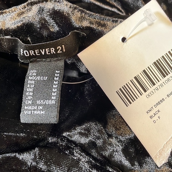 NEW Forever 21 Velour Swing Dress Medium Elastic Black Straps Tank - Picture 10 of 14